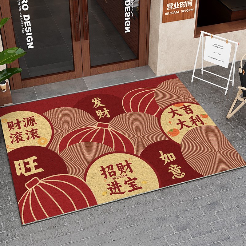丝圈店铺门口地毯欢迎光临门垫商用入户门地垫公司红色进门脚垫子