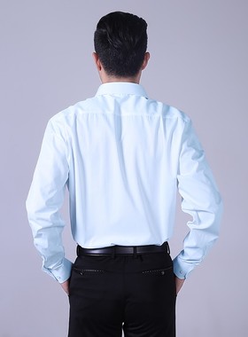 高个子男士长袖白衬衫职业商务正装韩版潮流百搭衬衣黑色免烫2018