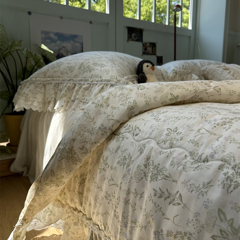 小清新少女心全棉蕾丝花边夏凉被四件套床裙款空调被夏季薄被