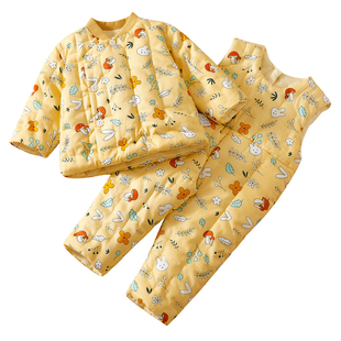 儿童手工棉花棉袄抱婴袋裤套装婴幼儿冬季加厚保暖外出御寒棉服