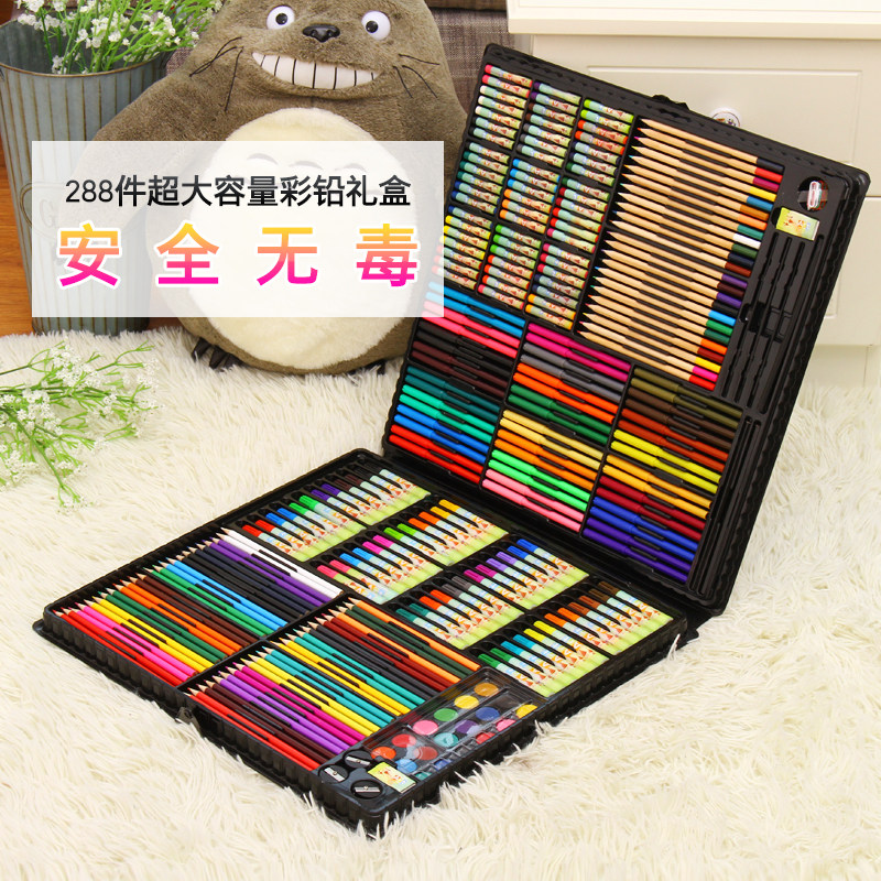 儿童画笔套装美术用品水彩笔蜡笔益智绘画工具玩具组合36色可水洗