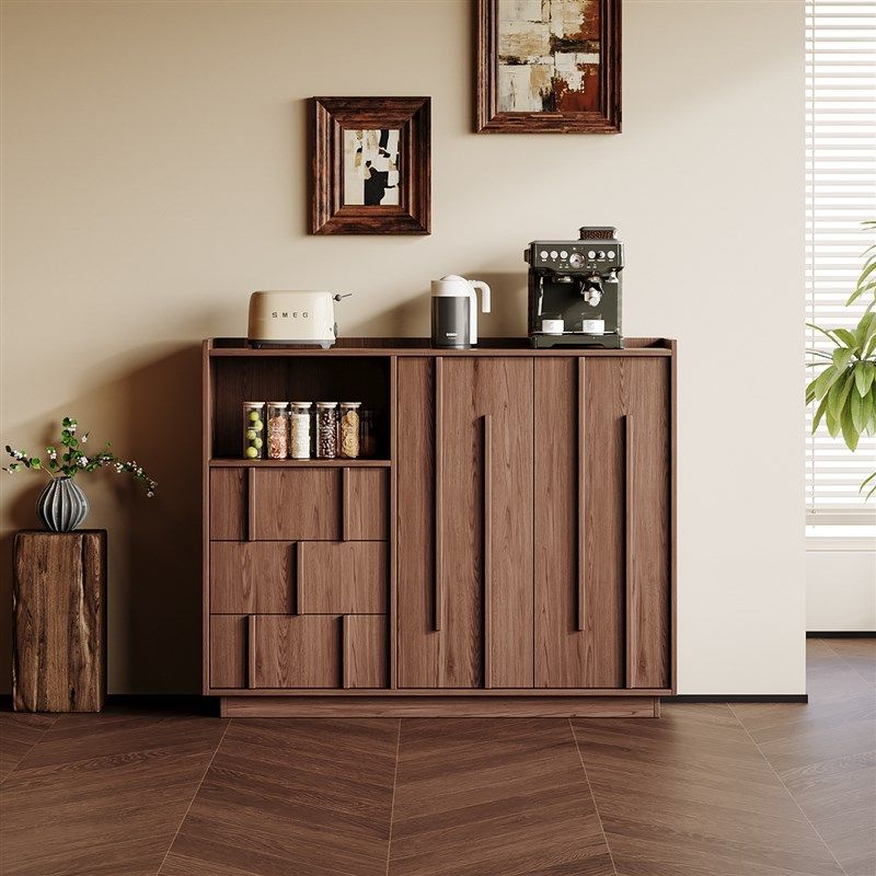 中古式实木骨格线餐边柜沙发边柜带收纳盒茶水柜储物柜靠墙小柜子,住宅家具,餐边柜,淘宝优惠券,粉丝福利购,淘宝优惠卷