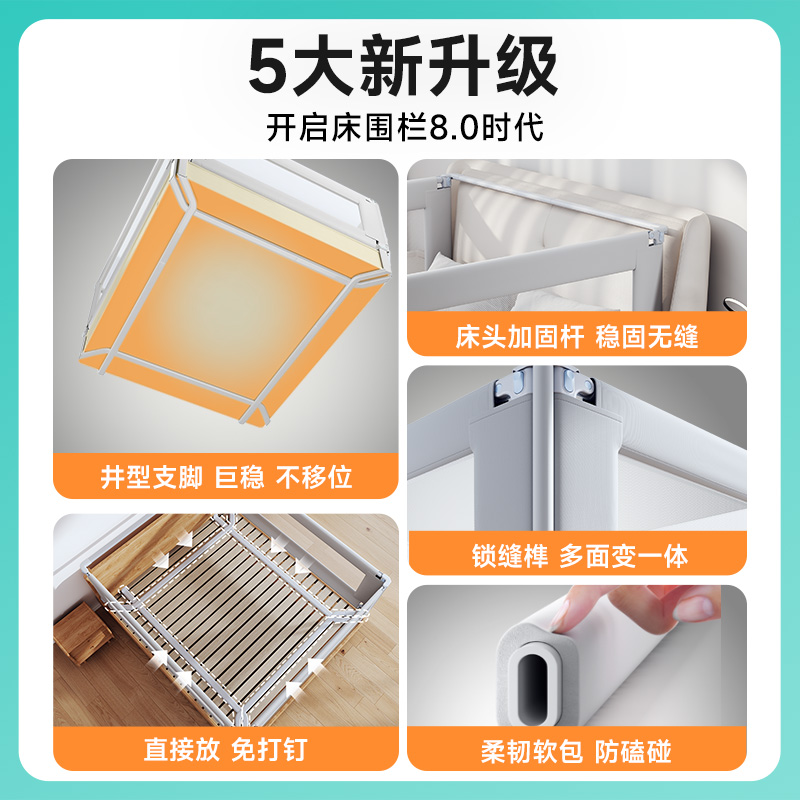 inno床围栏宝宝防摔婴儿防护栏床边防掉挡板儿童床护栏三面免打孔