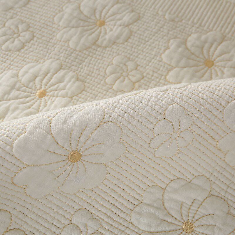 双面全棉布艺绗缝刺绣沙发垫 纯棉色简约现代防滑沙发坐垫巾罩套