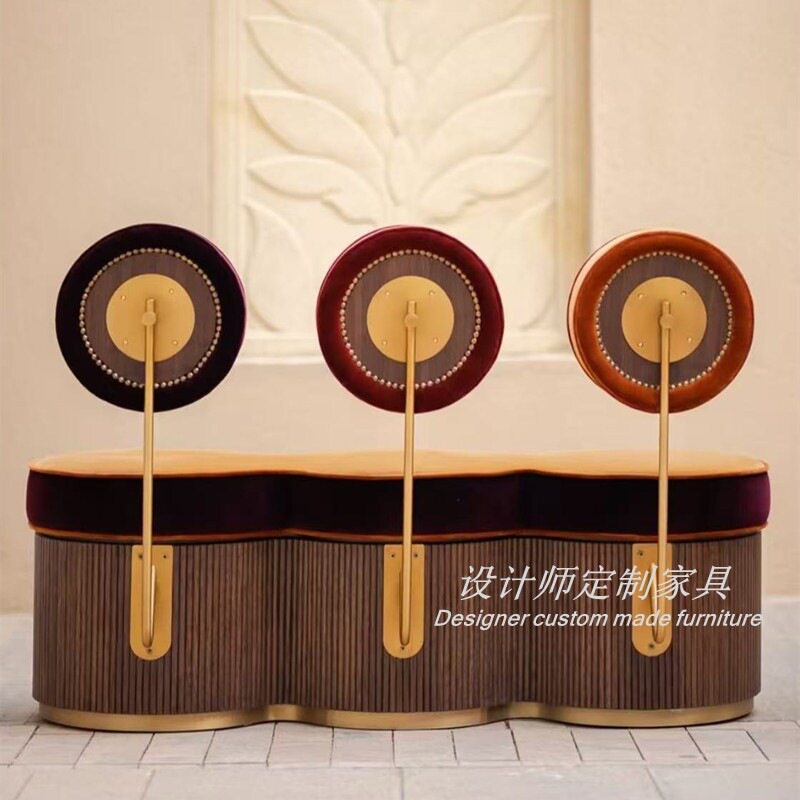 法式复古实木布艺沙发凳入户玄关换鞋凳咖啡厅长条凳艺术收纳凳