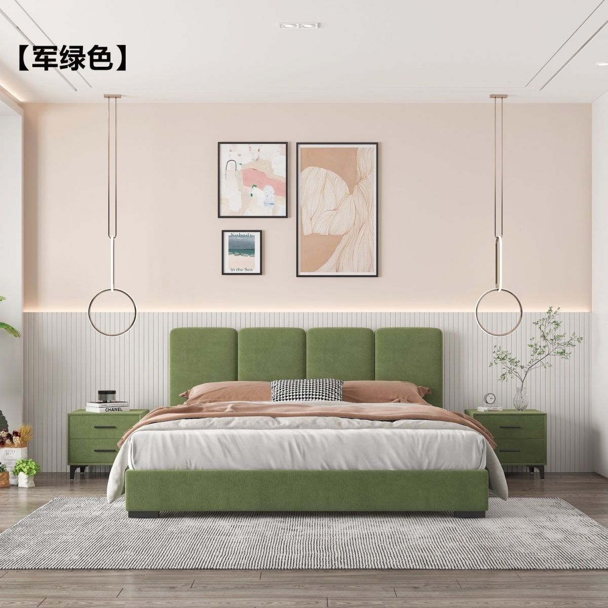 北欧丝绒双人床小户型轻奢奶油1.2实木床1.5主卧1.8新款储物白色