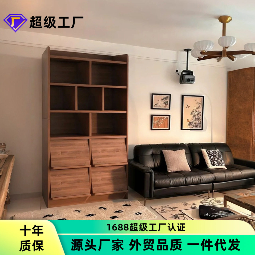 书架置物架一体靠墙收纳柜家用多层柜子带柜门防尘柜书柜落地柜子