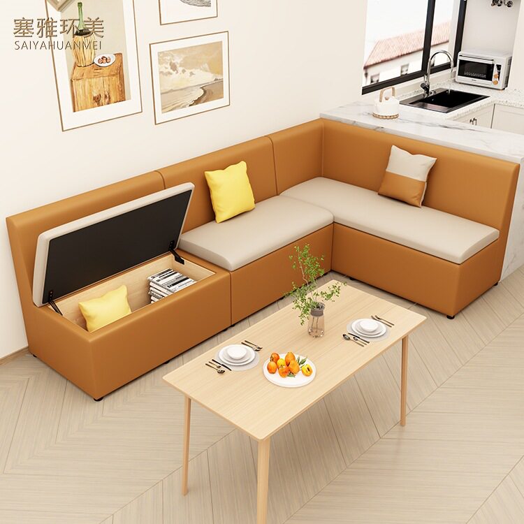 卡座储物柜转角靠墙小户型餐厅