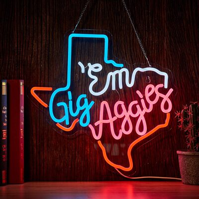 led跨境霓虹灯Texas Gig Em造型霓虹灯装饰灯氛围灯英文字母灯牌