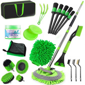 工厂直售汽车清洁套装 绿色21件套组合套装 清洁汽车轮毂刷抛光打腊
