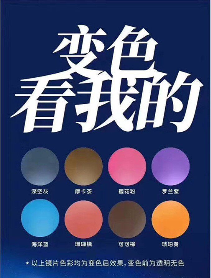 1.61防蓝光快速膜层变色镜片1.67非球面近视镜片智能变色专业配镜