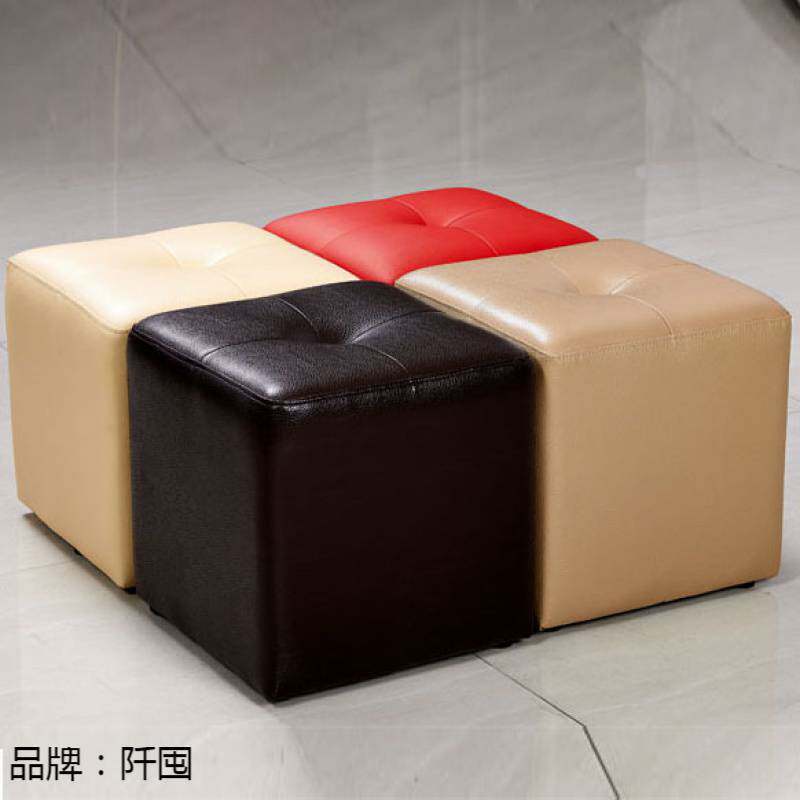 小板凳皮客厅圆凳皮坐家用软真皮沙发凳小方墩子茶几凳实木方凳凳