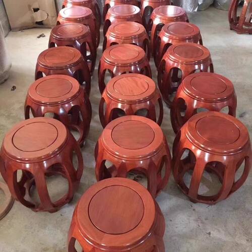 榆木整装古筝客厅鼓凳实木圆凳仿古中式家用凳子客厅换鞋圆凳矮凳
