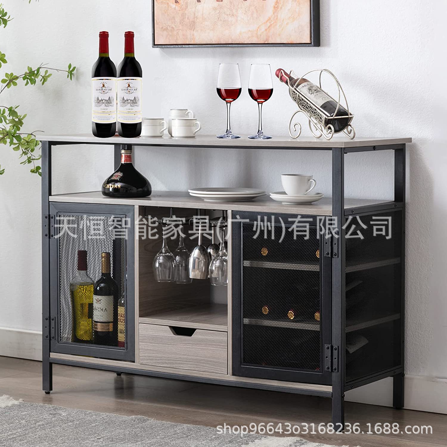 美式工业风铁艺餐边柜可定制