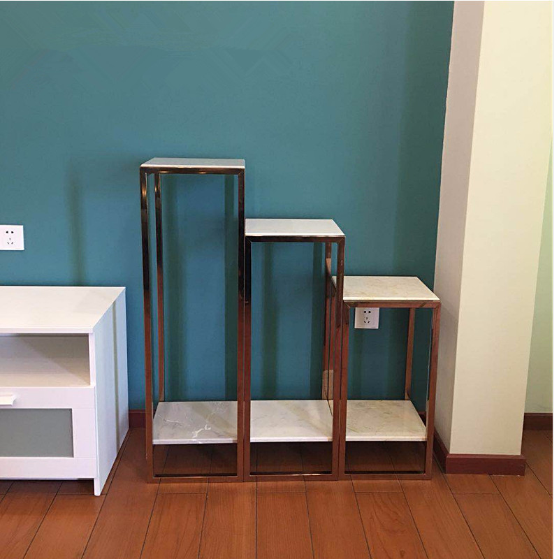 简易落地两层不锈钢花架多层架绿萝放花盆的花架子 简约现代