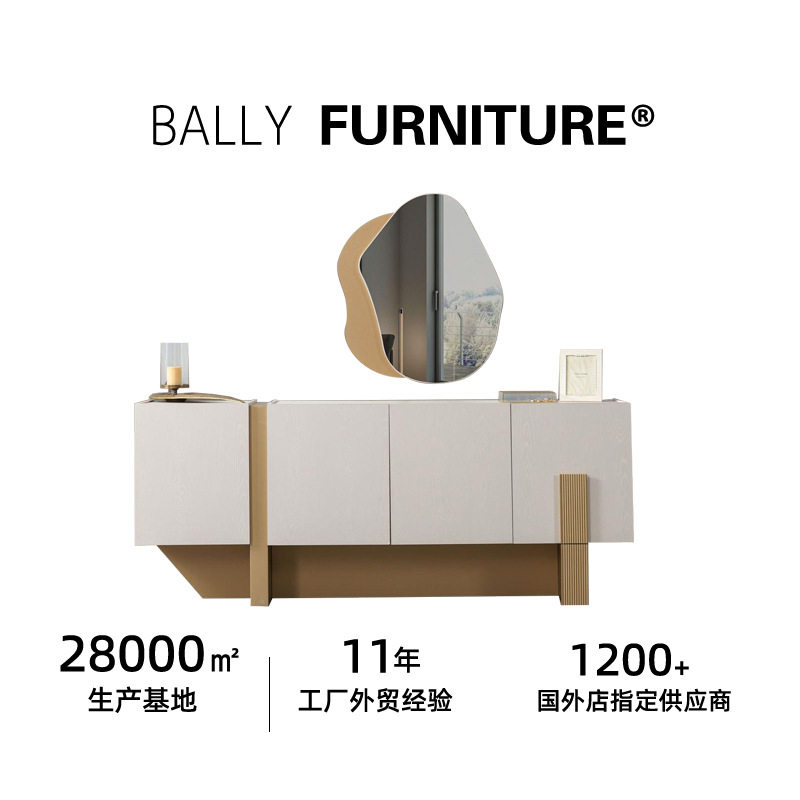 高端意式奢华餐边柜白色带镜储物柜别墅公寓家具diningtable