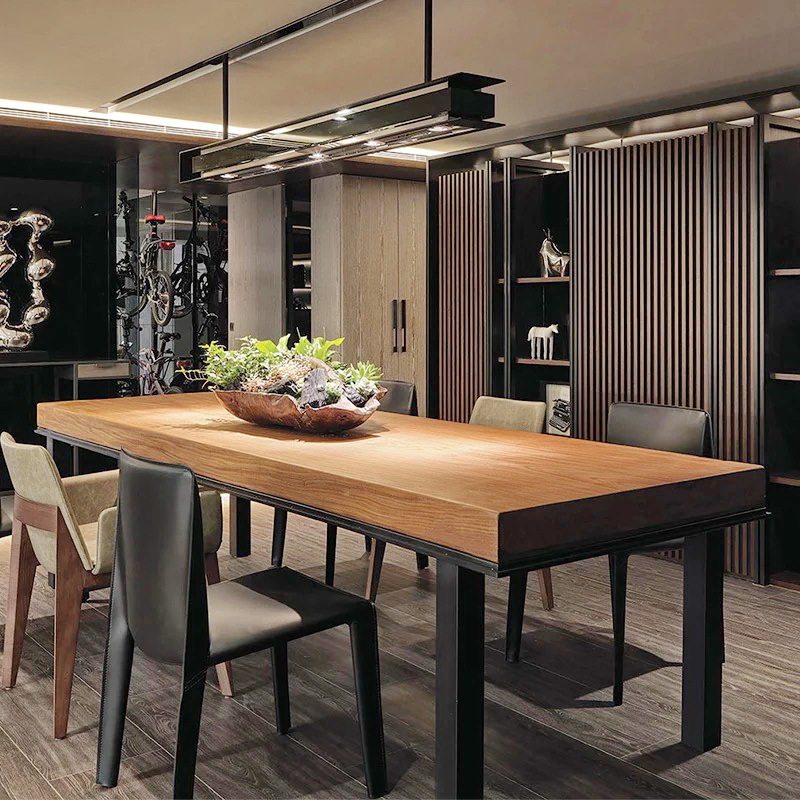 复古工业风LOFT实木铁艺会议桌