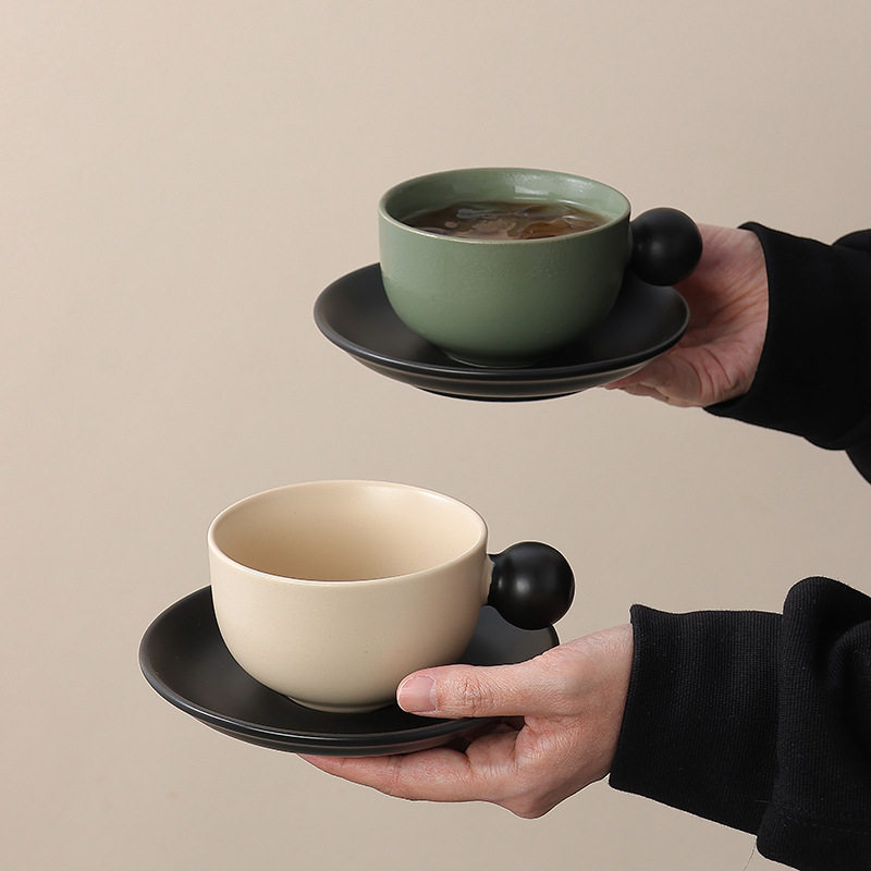 批发中古咖啡杯轻奢高级感下午茶杯碟小众艺术感杯子陶瓷马克杯