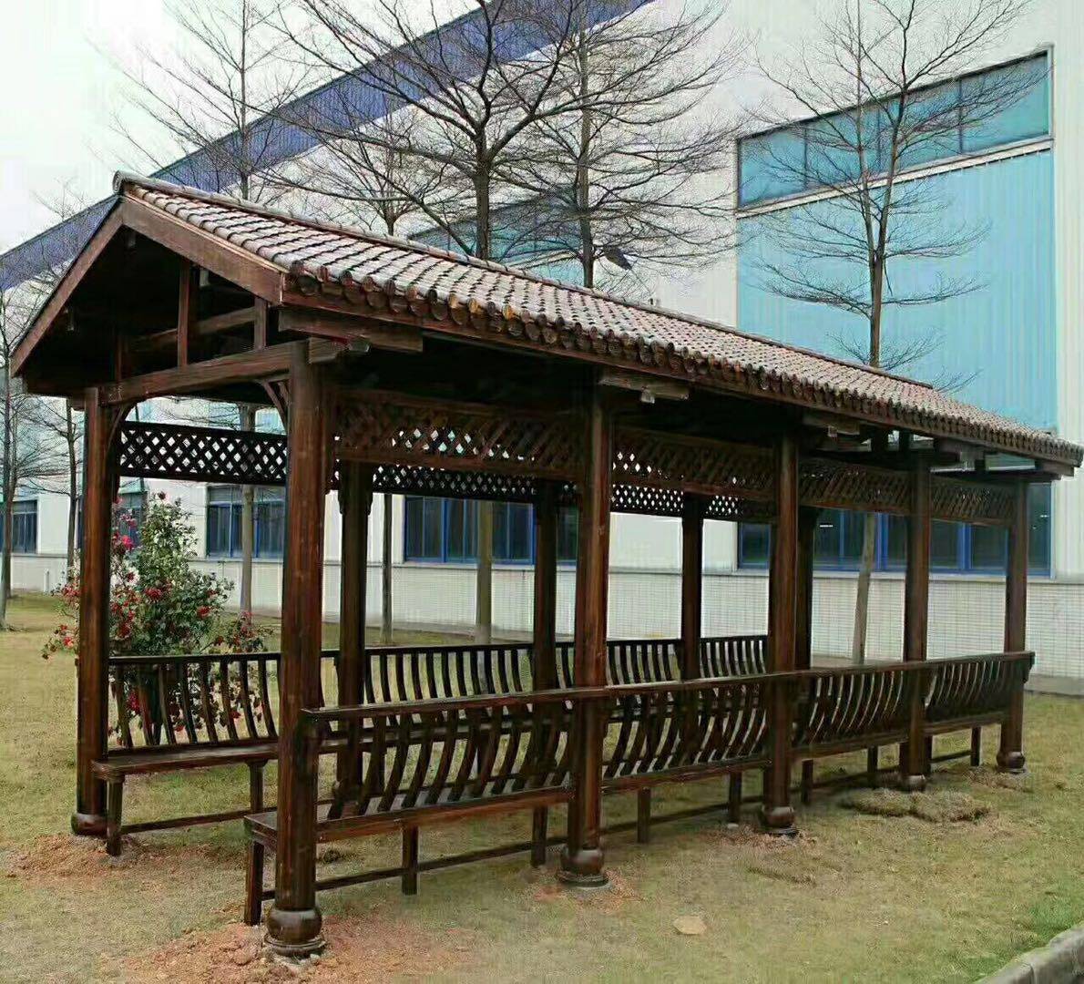 厂家订置户外防腐木凉亭花架景观仿古长廊园林花架庭院设计安装