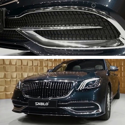 适用于奔驰新e级e260L 300l 200L立标改装迈巴赫前杠防撞饰条亮条