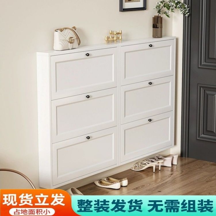 钢制玄关翻斗鞋柜可上墙省空间