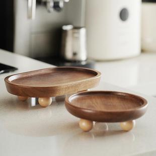 侘寂风木质香薰托盘摆件钥匙收纳盘创意甜点盘民宿玄关储物装 饰盘