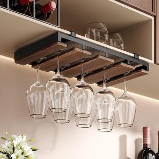 胡桃木红酒杯架倒挂高脚杯免打孔中古风家用高档悬挂收纳置物架摆