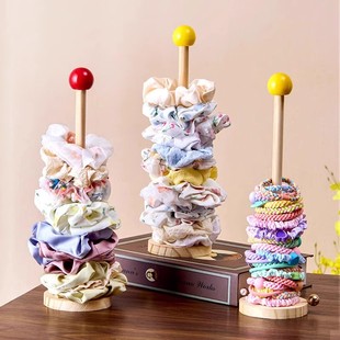 木质大肠发圈收纳架高颜值皮筋头绳头花鲨鱼夹收纳神器发饰展示架