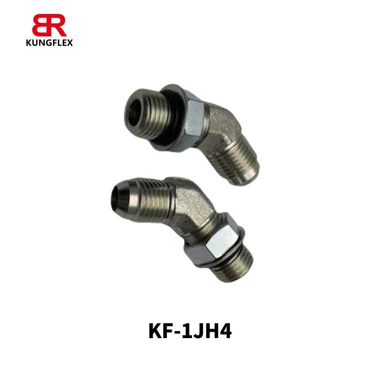 KUNGFLEX 45度弯美制JIC螺纹74度锥转公制螺纹可调向1JH4过渡接头