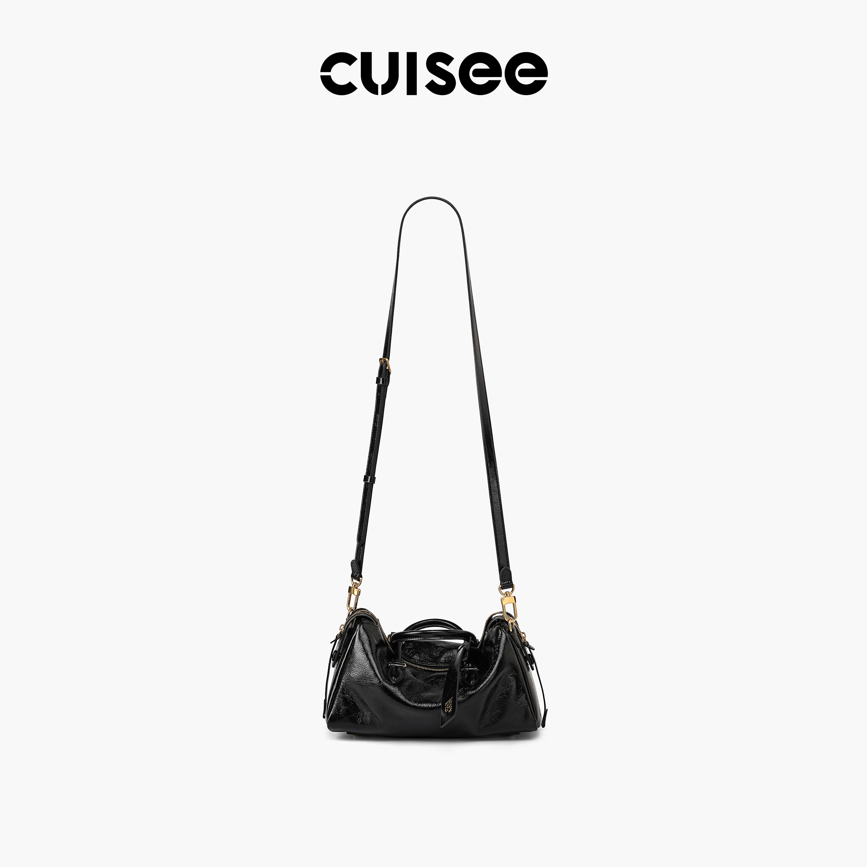 Cuisee/崔氏漫步系列波士顿油蜡羊皮包通勤休闲手提斜跨时尚包包