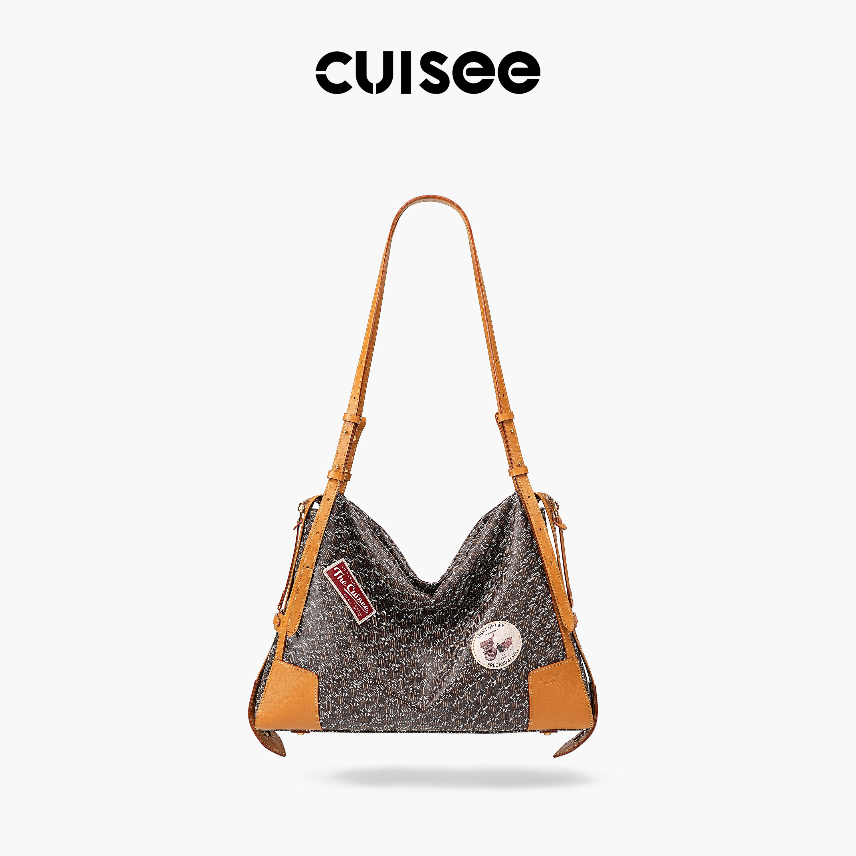 Cuisee/崔氏新款随意托特包大容量无性别真皮通勤单肩包斜跨包包