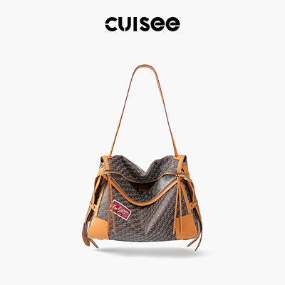 Cuisee/崔氏新款流浪包老花微笑包手提大容量无性别托特斜跨包包