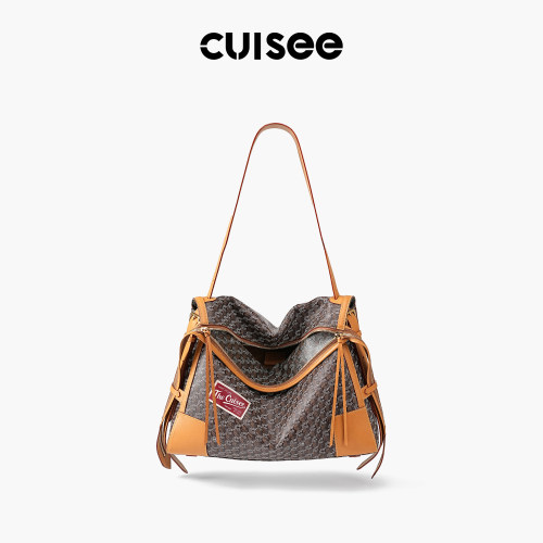 Cuisee/崔氏新款流浪包老花微笑包手提大容量无性别托特斜跨包包