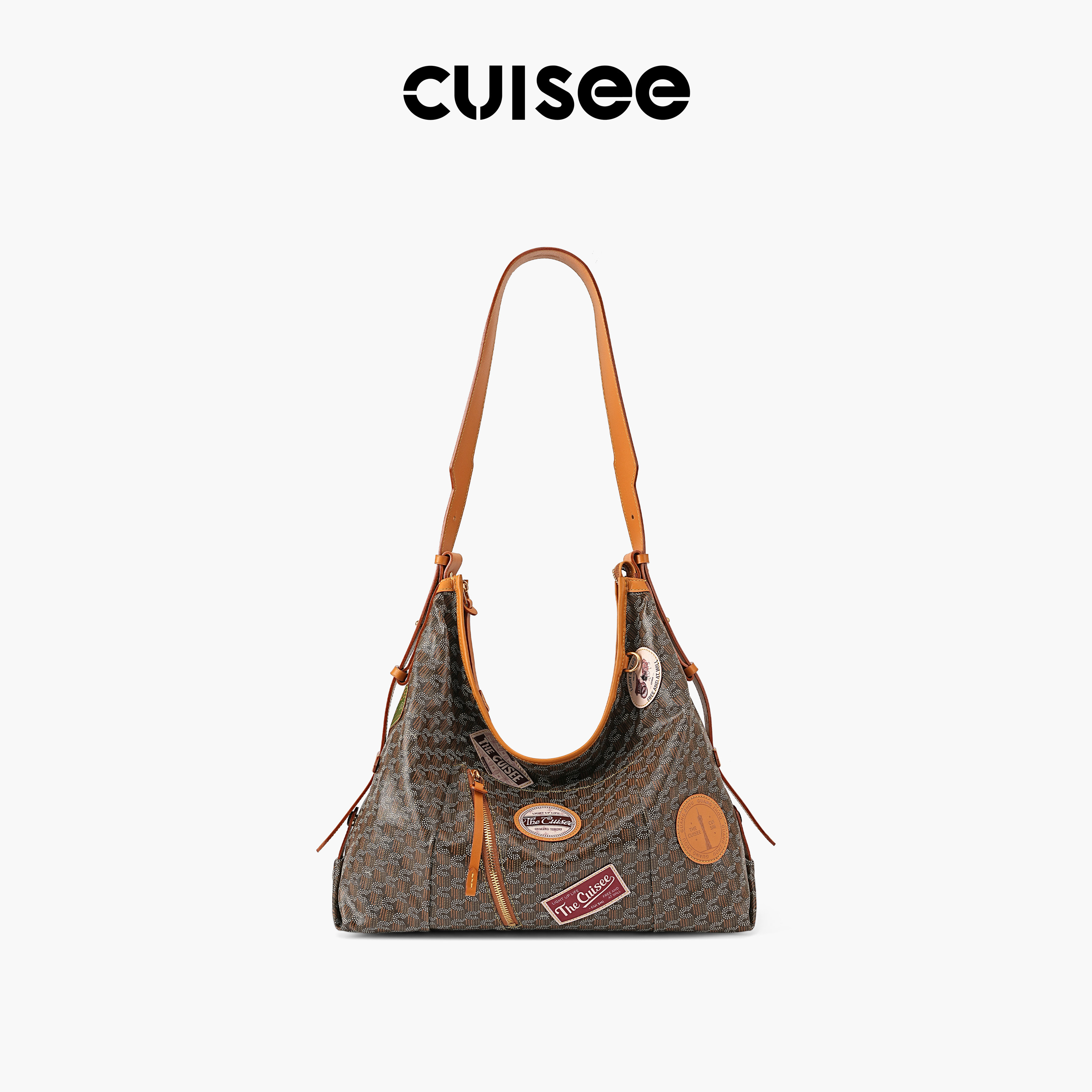 Cuisee/崔氏随意机车hobo包老花单肩包斜挎包包腋下通勤大容量包