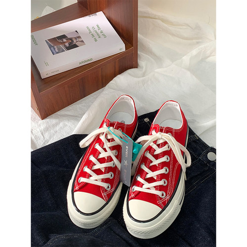 夏季透气1970s帆布鞋男鞋大红色经典款低帮女鞋韩版百搭潮流板鞋