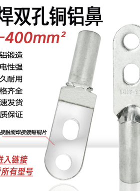 DTLQS双孔钎焊铜铝鼻接线耳炼鼻子 铜铝复合过渡接线端Z子钎焊接