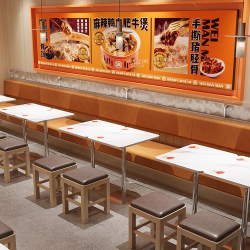 餐饮店卡座沙发橡木方凳小吃店面馆商用板凳实木矮凳快餐饭店桌椅