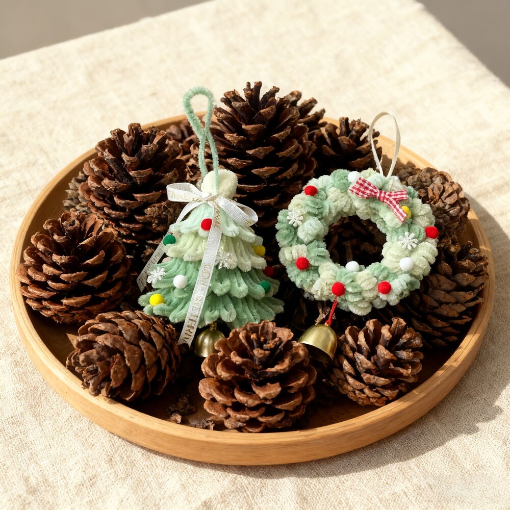 成品圣诞树花环扭扭棒挂件手工编织diy装饰圣诞节小礼物礼品女生