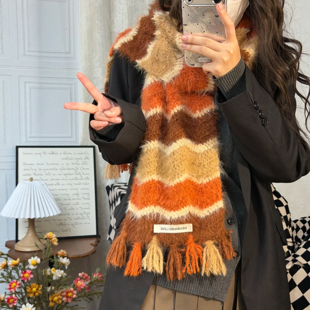 【很出片】美拉德色系围巾毛线手工diy编织生日礼物羊绒保暖送人