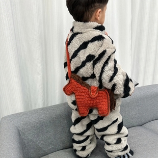 小马包包手工钩针diy钩织材料包红色毛线编织儿童斜跨零钱手机包