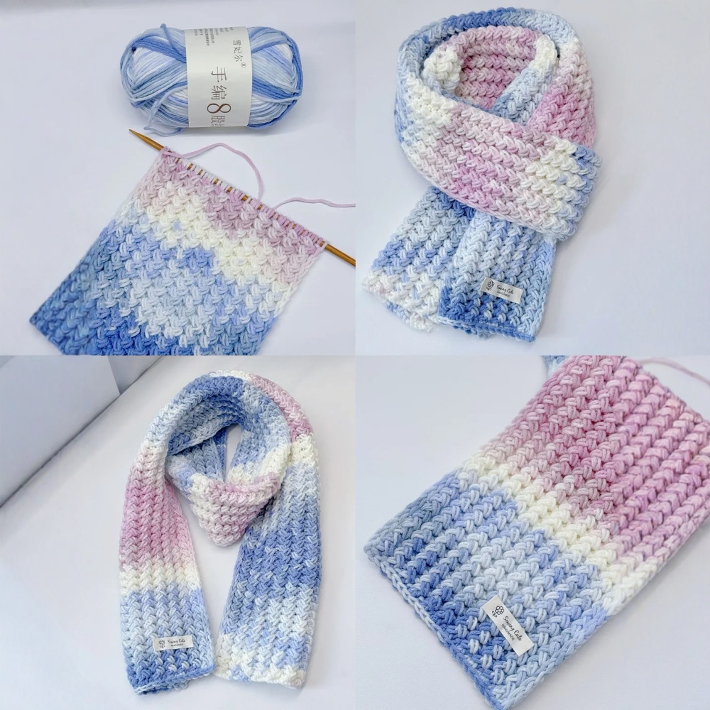 雪妃尔围巾毛线手工diy材料包编织生日礼物8股段染渐变色送女朋友
