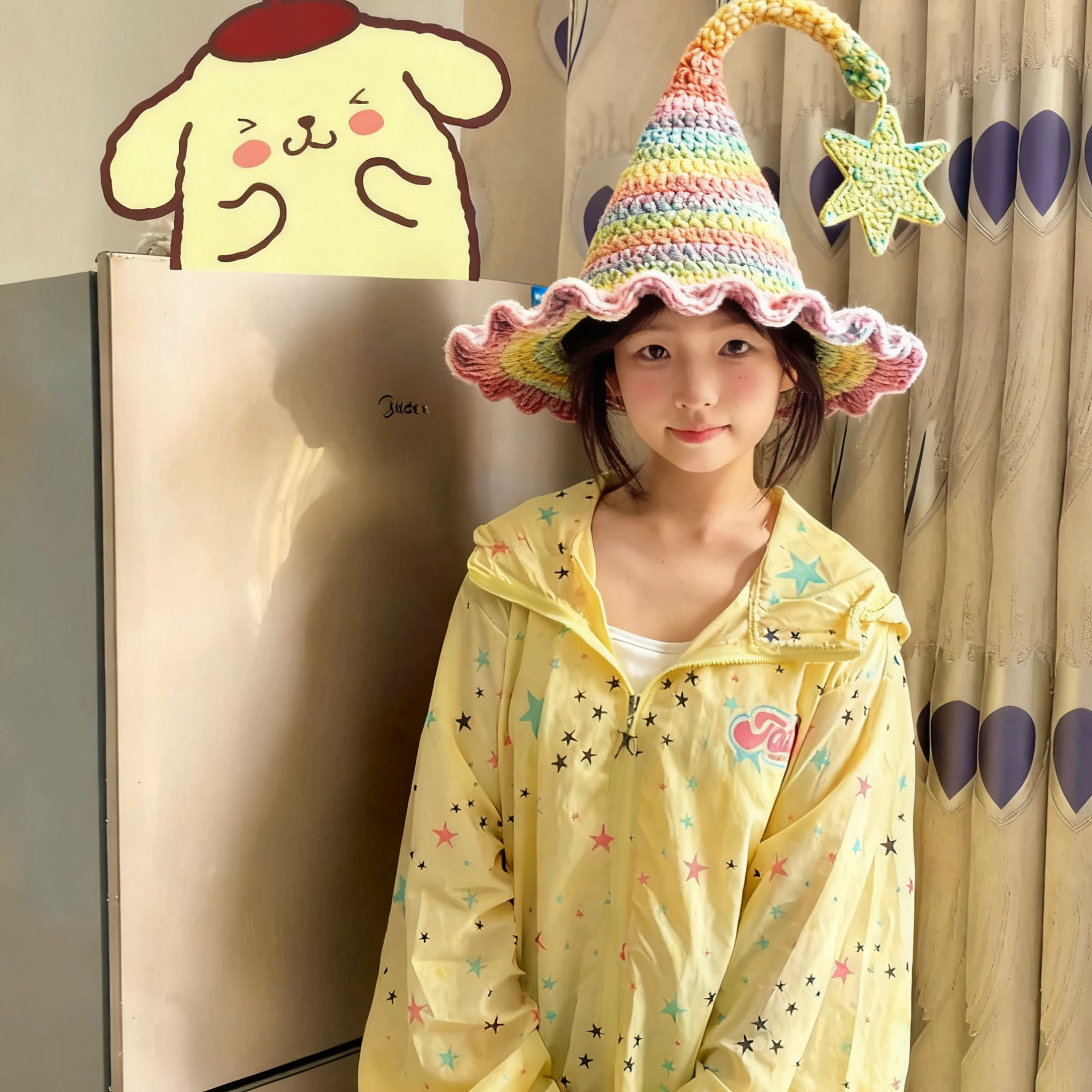 成人彩虹精灵帽手工DIY钩织编织材料包儿童可爱星星帽子生日礼物