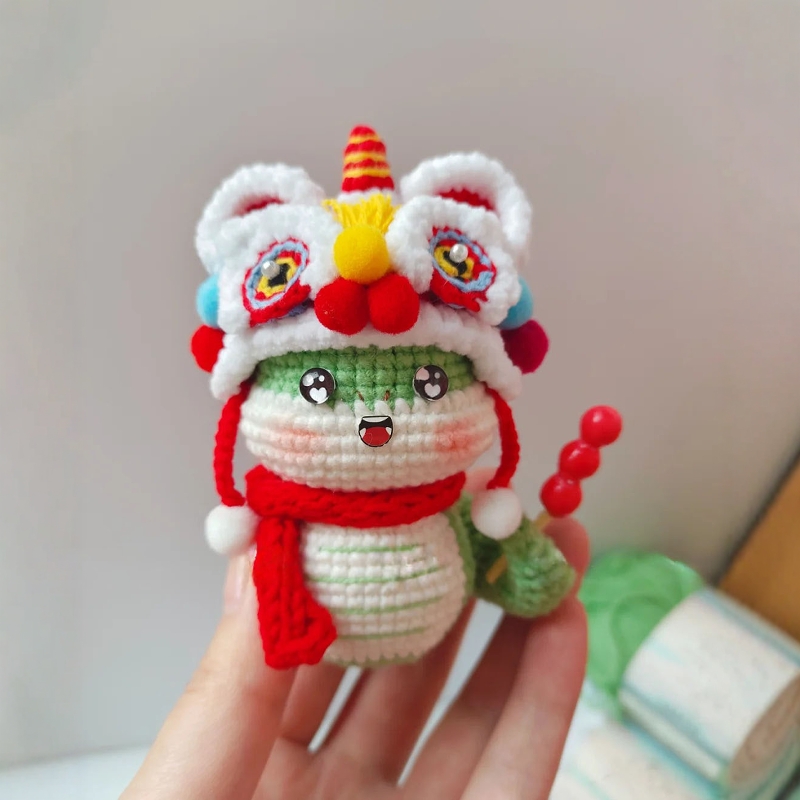 醒狮小蛇毛线钩织diy包包挂件