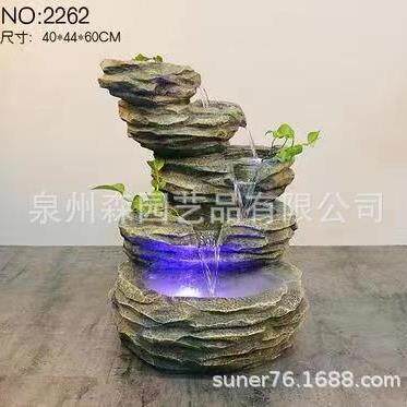 假山流水摆件创意工艺品客厅阳台庭院花园景观树脂喷泉水景装饰品