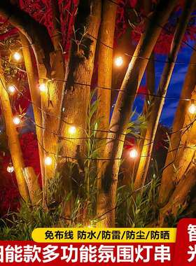 新款LED球泡灯串G40太阳能户外氛围灯露营庭院装饰防雨复古装饰灯
