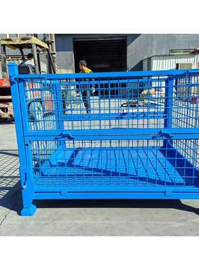 重型仓储笼折叠网箱方管折叠铁框物流周转箱网筐喷塑蓝色载重超大