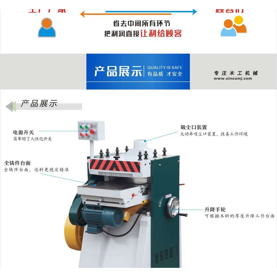 木工机械双面压刨机高速压刨床MB203/204重型刨板机 台式木工压刨