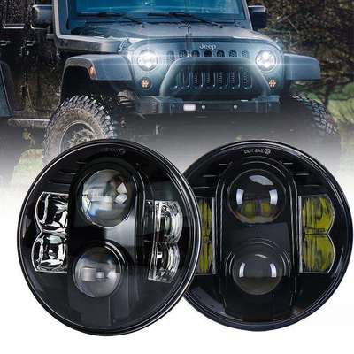 澳沃司牧马人80W大灯哈雷改装专用LED照明车灯厂家直销越野前大灯