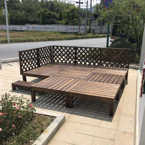 碳化户外地板实木榻榻米民宿花园别墅庭院防腐木景观休闲平台定