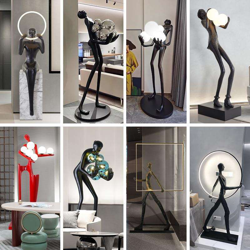 人形艺术雕塑落地灯客厅轻奢设计感现代创意展厅装饰摆件造型地灯